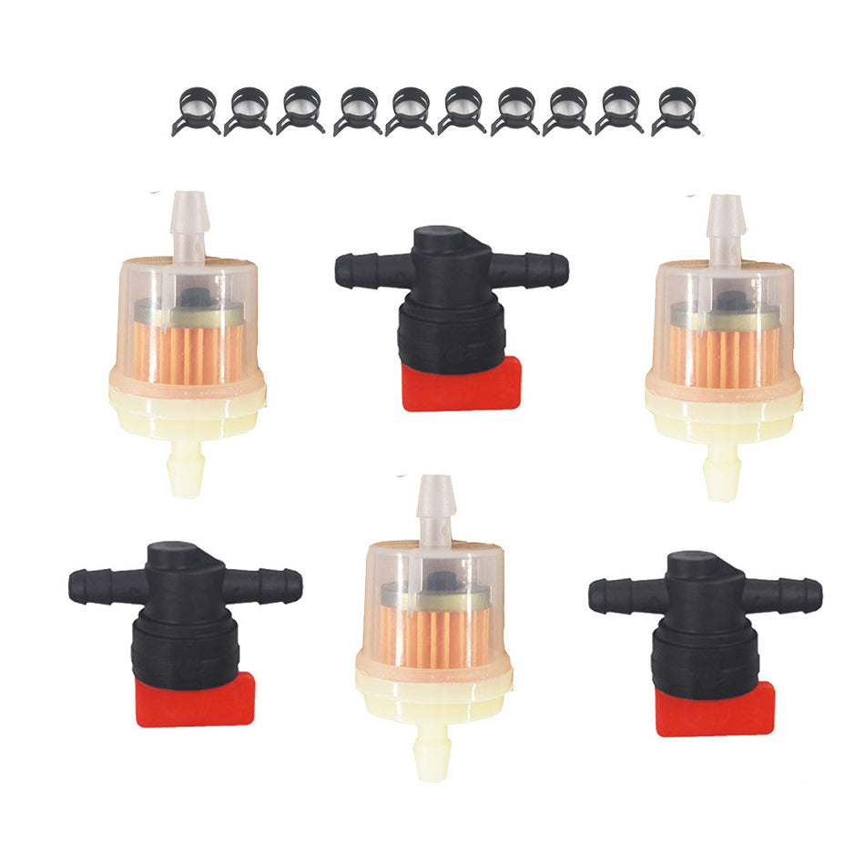 3Kit AM36141 697947 In Line 1/4" Fuel Gas Filter Shut Cut Off Valve Clamp 698183