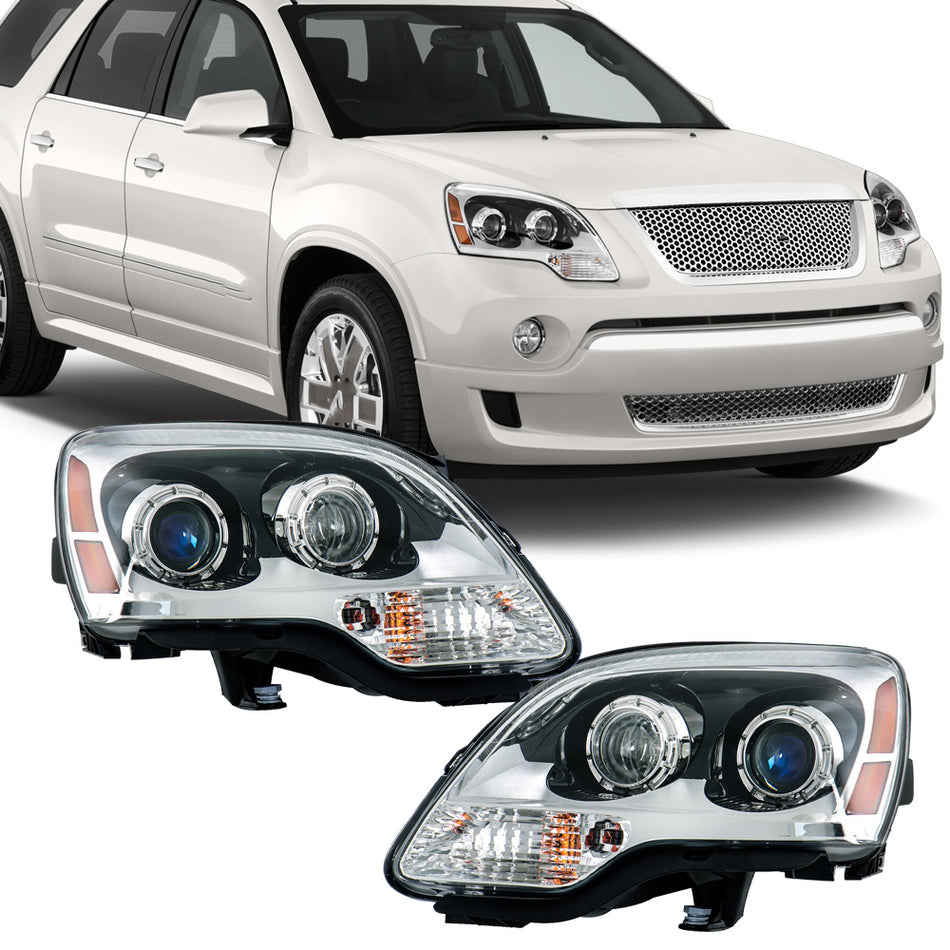 Labwork Left+Right Headlight For GMC Acadia 2007-2012 HID Type Projector Chrome