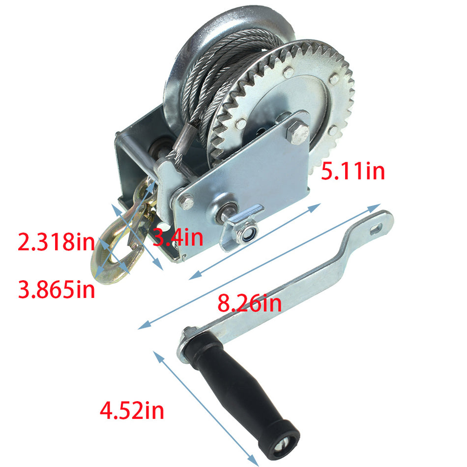 Manual Winches 1600lbs Hand Winch Boat Winch Hand Crank Winch With 32ft Cable