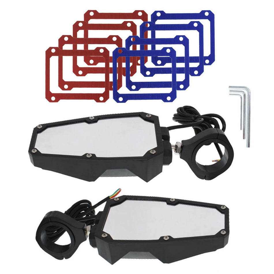UTV Rear View Side Mirrors w/ LED Lights New For Polaris RZR 1.75"-2" Roll Cage
