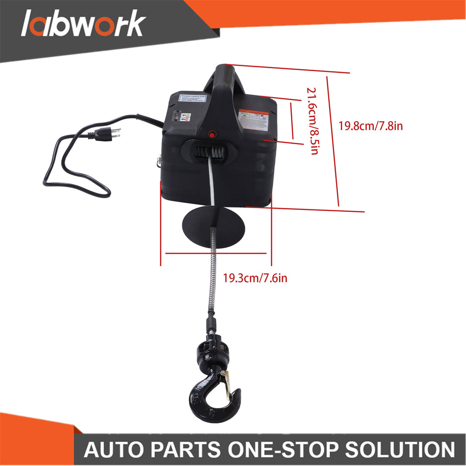 Labwork 2in1 Portable Electric Hoist Winch 1100lbs With Wireless Remote Control