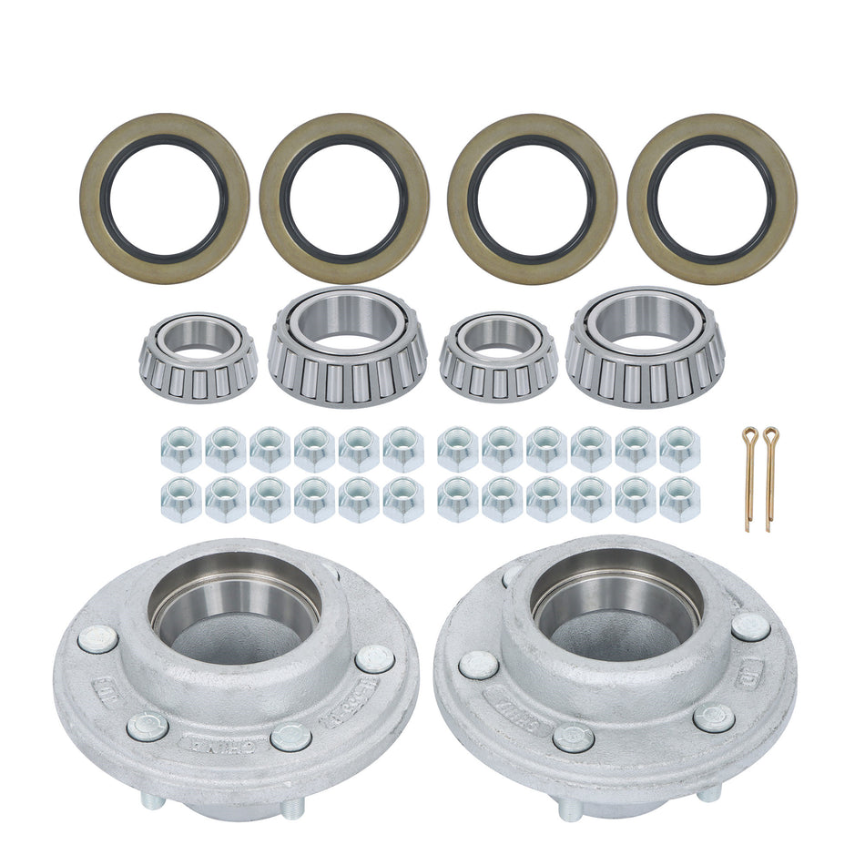 Labwork 2Set 6 Lug 1 1/4"(15123) x 1 3/4"(25580) Trailer Stainless Steel Hub Kit