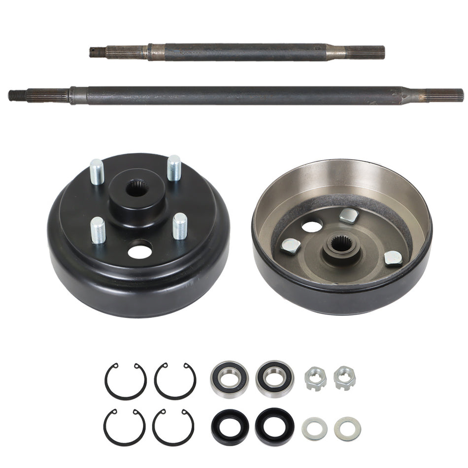 For EZGO Elec 1982+ Rear Axle & Brake Hub Drum Assembly Kit 20377-G11 1018070-01