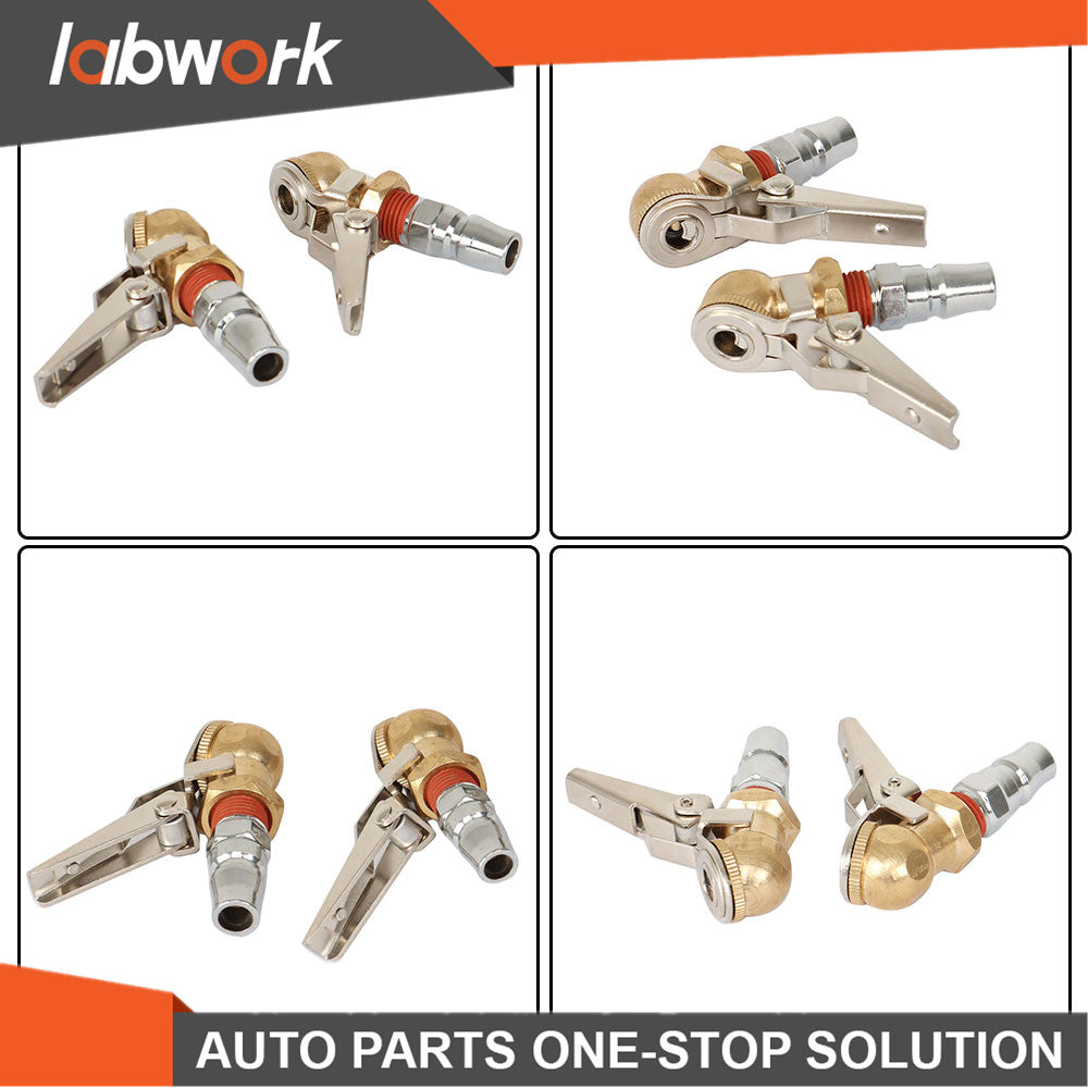 Labwork 2Pack Closed Ball Tire Chuck with Clip 1/4" FNPT Locking Air Chuck