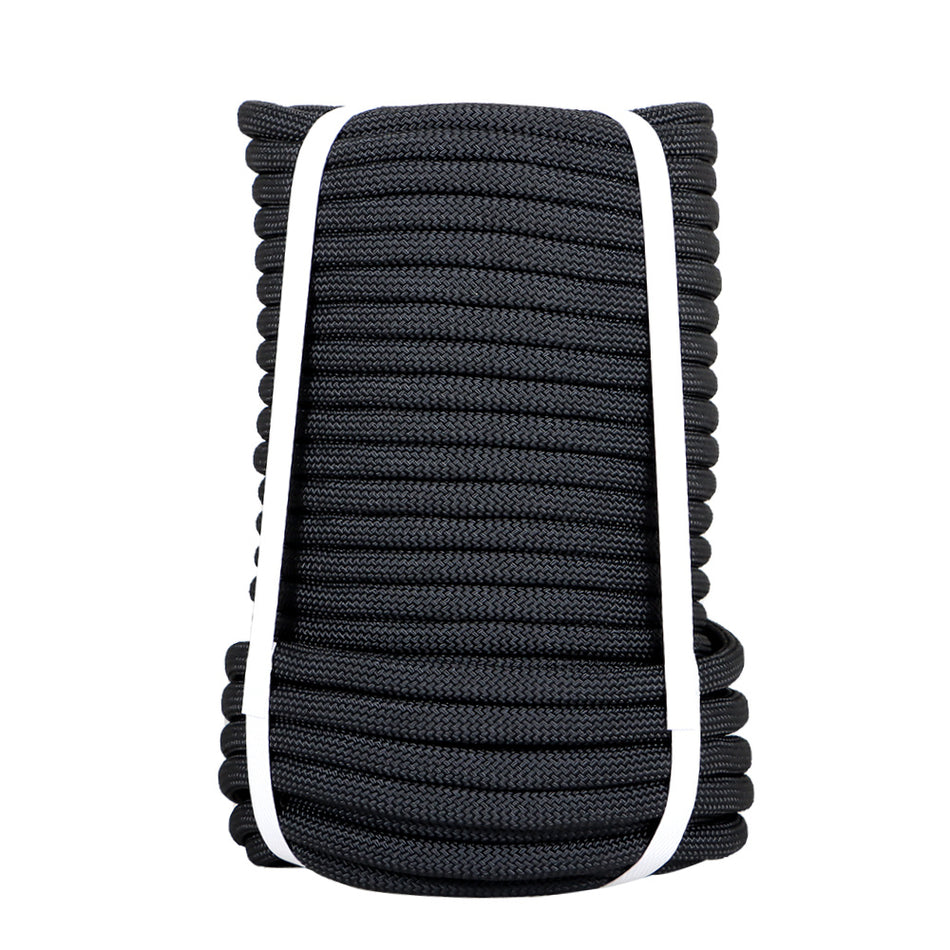 Pulling Braided Polyest Rope 3/8" × 100' Black High Strong 3520Lbs Climbing Rope