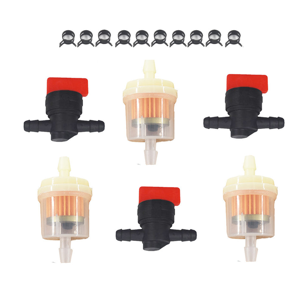 3Kit AM36141 697947 In Line 1/4" Fuel Gas Filter Shut Cut Off Valve Clamp 698183