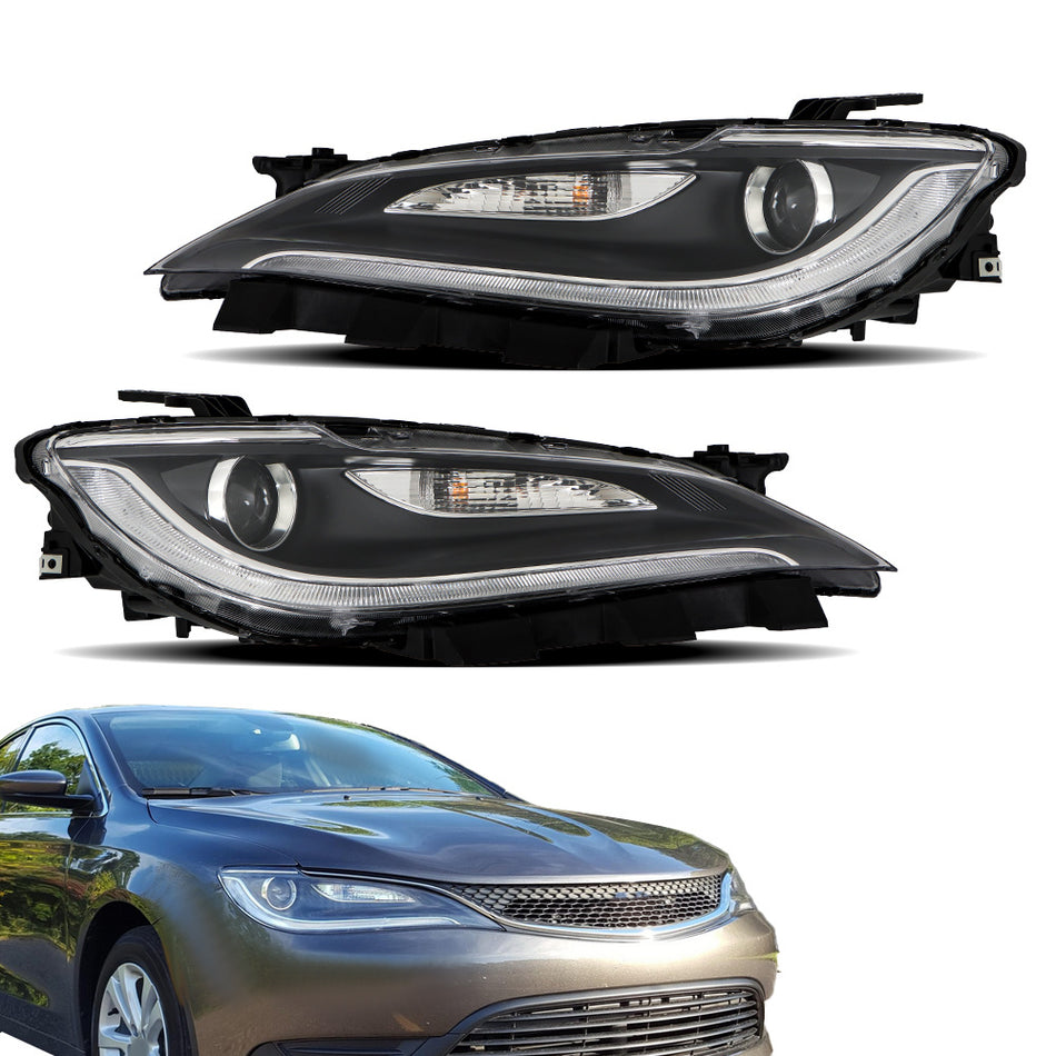 Labwork Pair Headlight For 2016-2017 Chrysler 200 w/o LED DRL Halogen