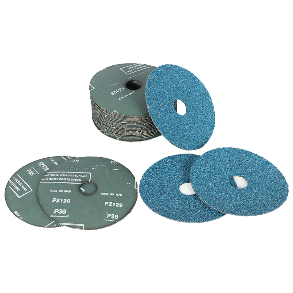 New 5" x 7/8" Zirconia Resin Fiber Grinding And Sanding Discs 36 Grit 25 Piece