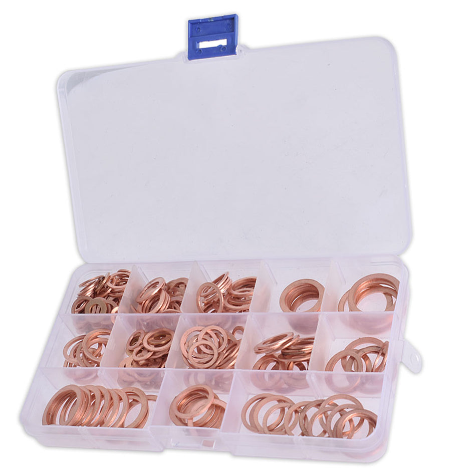 280 Pack 12 Sizes Assorted Solid Copper Crush Washers Seal Flat Ring With Case