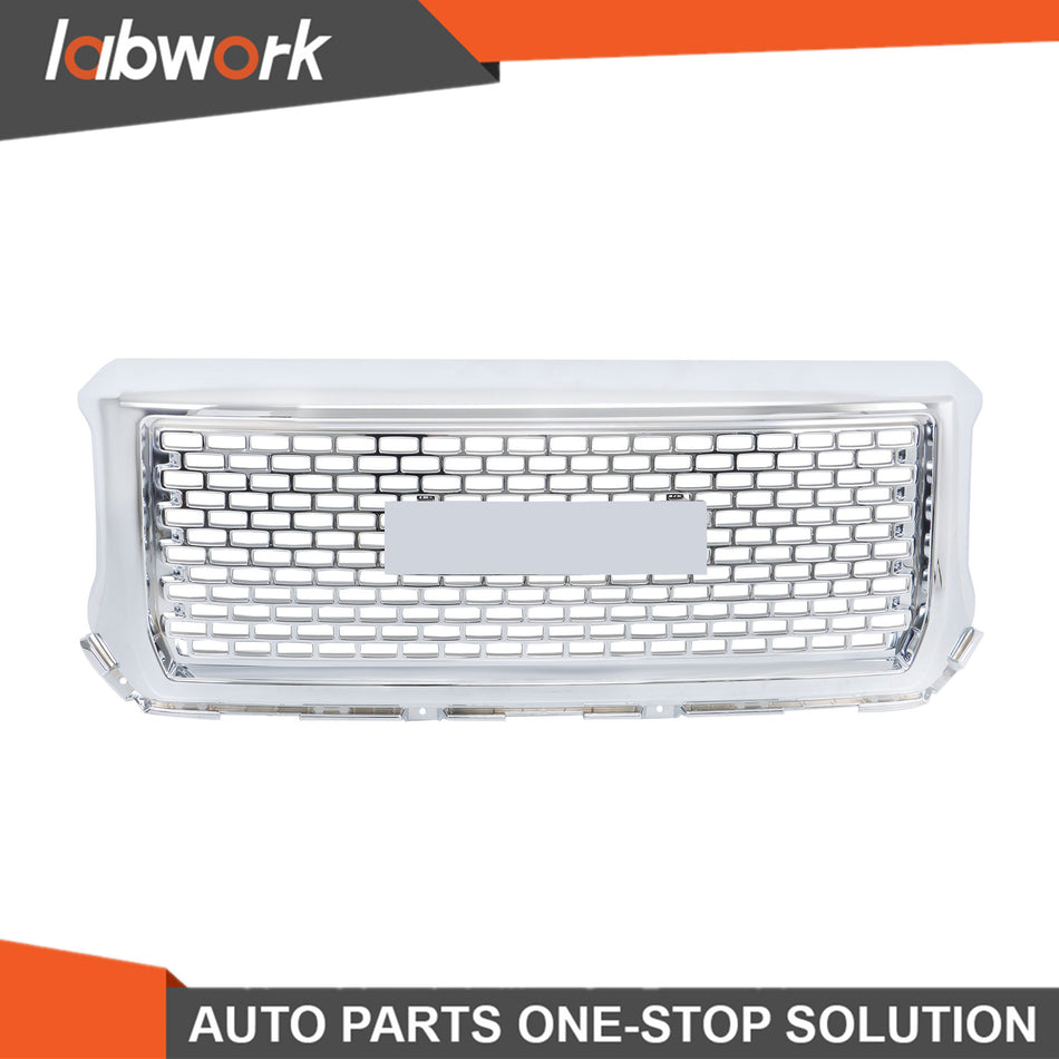 Labwork Front Bumper Upper Grille Chrome For 14-2015 GMC Sierra 1500 Denali Mesh