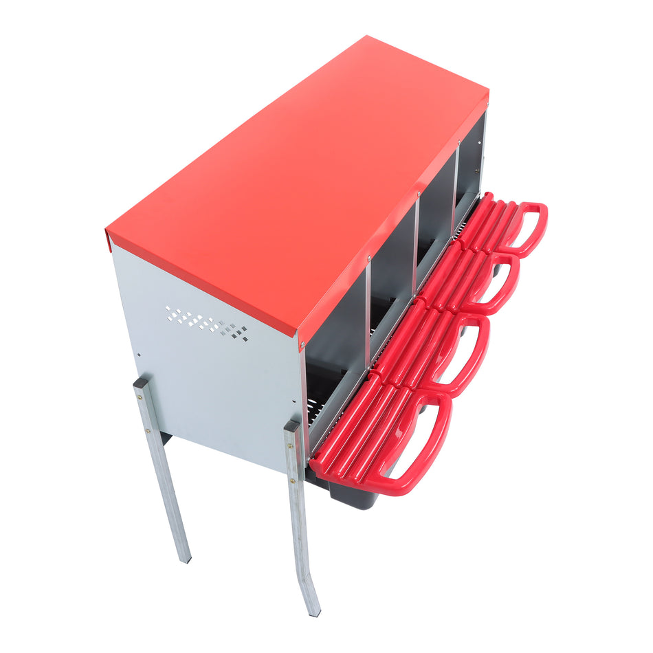 4- Hole Chicken Egg Laying Box With Lid Cover Chicken Nesting Box Coop Metal US