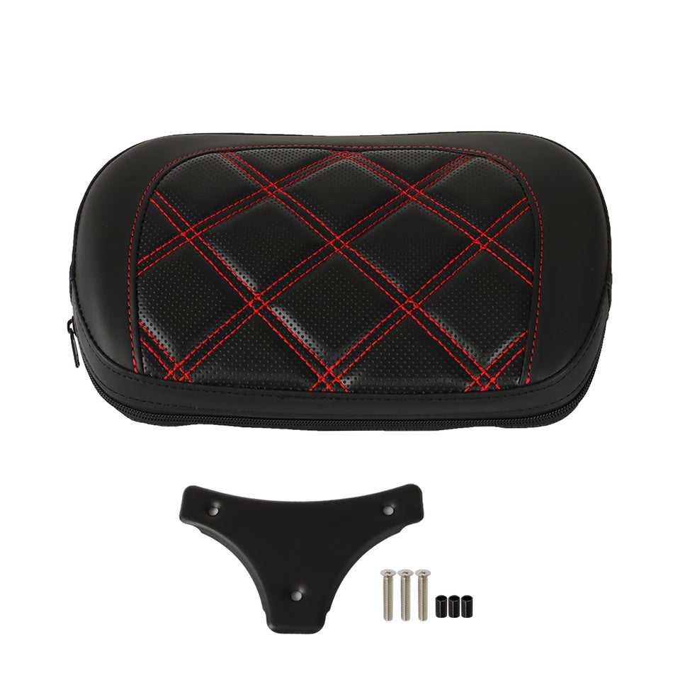 Rear Passenger Sissy Bar Backrest Pad For Touring CVO Street Glide Red Stitching