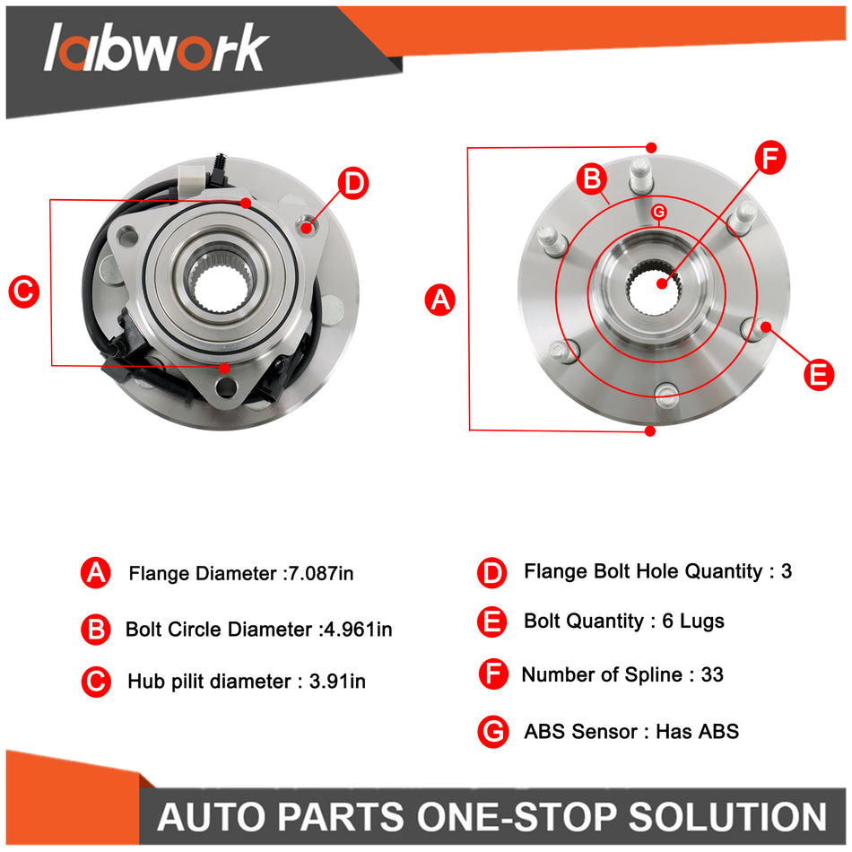 Labwork Front Wheel Bearing Hub Assembly For Cadillac Escalade 2002 - 2006 AWD
