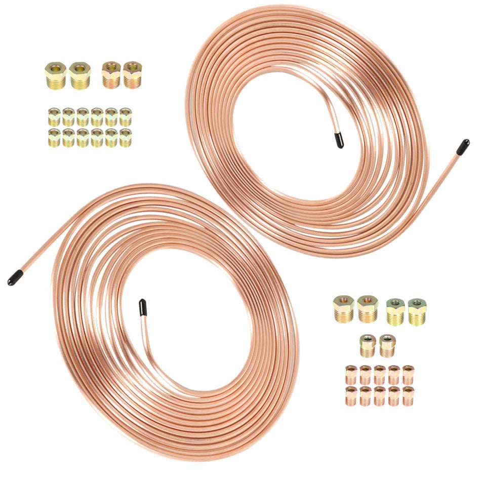 Labwork Brake Line Tubing Kit For Universal 25 Ft 1/4 & 3/16 Copper w/Fittingsx2