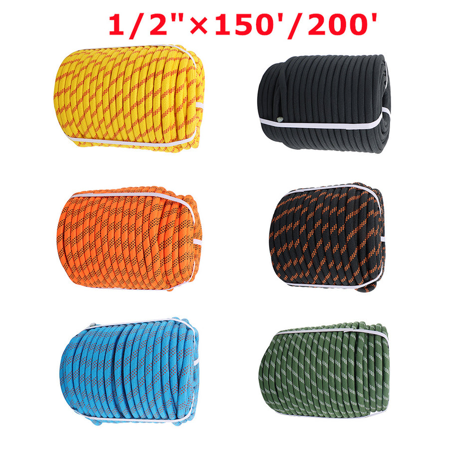 48 Strands Polyester Braided Arborist Rope Rigging Rope Bull Rope 1/2"×150'/200'