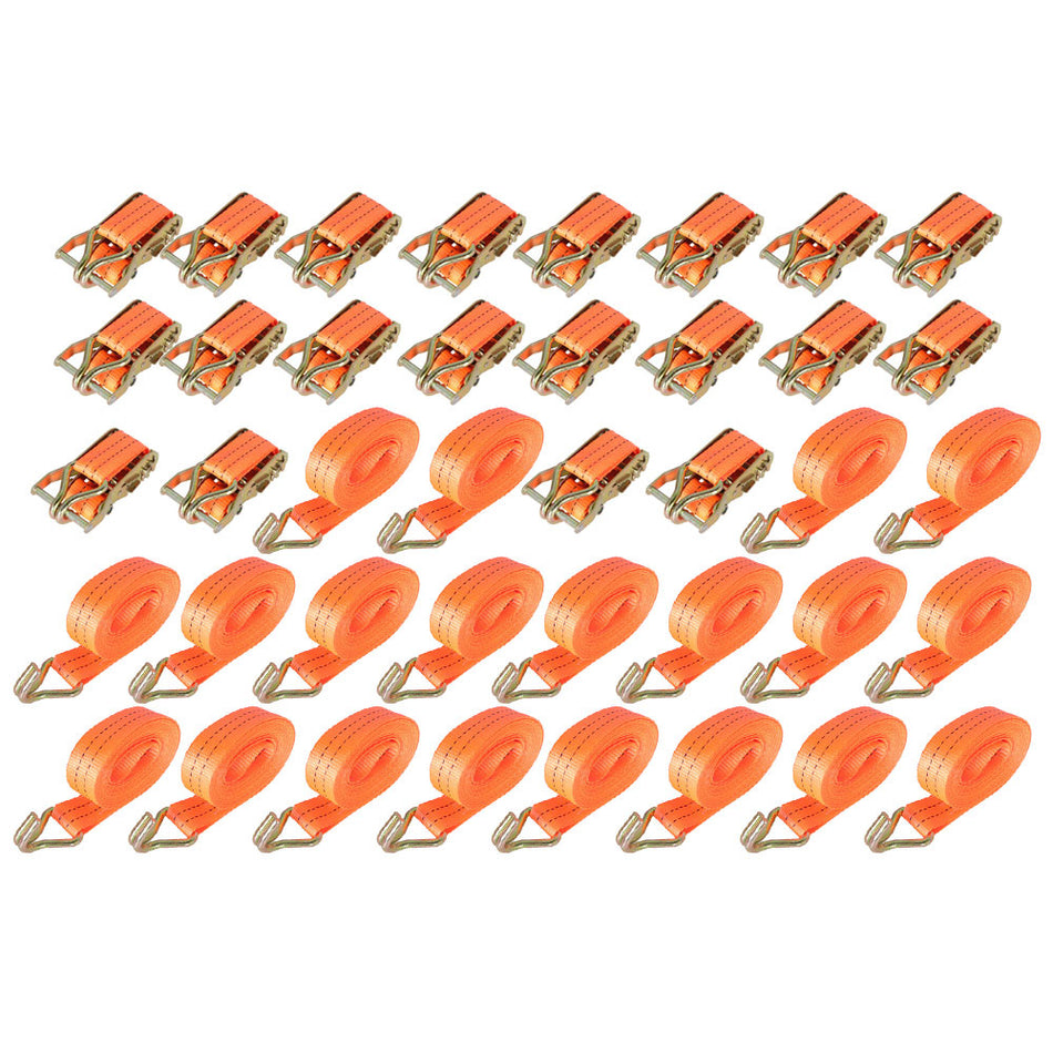 20Set 1.5"x20' (38mm*6m) Ratchet Tie Down Straps J Hooks Heavy Duty 4000lb Strap