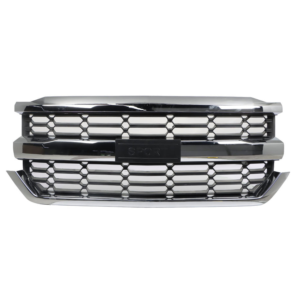 Labwork Front Upper Grille For 2016-2019 Chevy Silverado 1500 Chrome 84602489