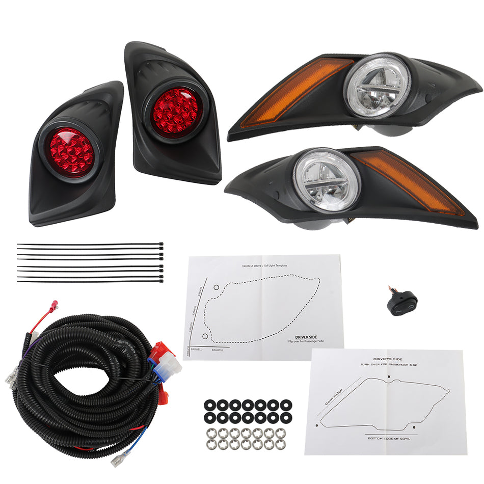 For Yamaha Drive2 LED Headlight Taillight Light Kit Golf Cart | 2017+