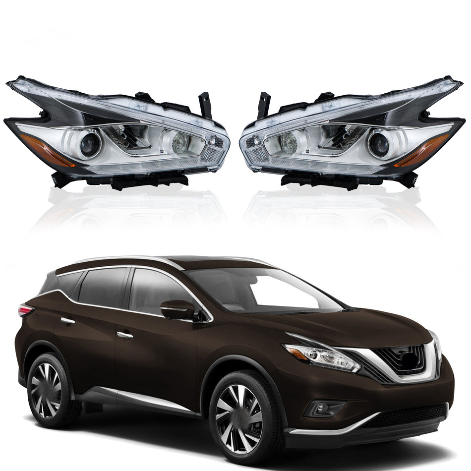 Labwork Left+Right Side Headlamps For 2015-2018 Nissan Murano Clear LED W/DRL