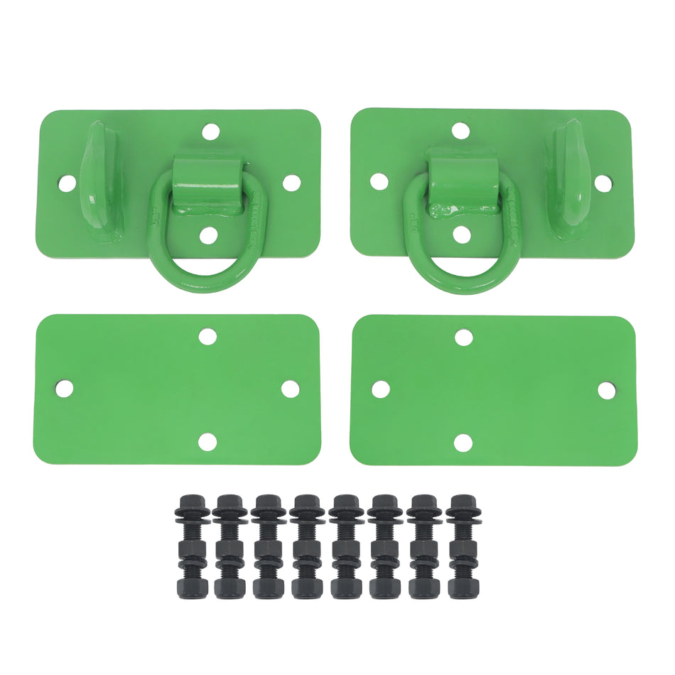 2 Pack Tractor Bucket Hooks with Tie Down Ring Grade 70 Forged Steel Bolt On Grab Hook Tow Hook Mount with Backer Plate Replacement for Tractor Bucket RV UTV Truck Max 15000 lbs DarkGreen