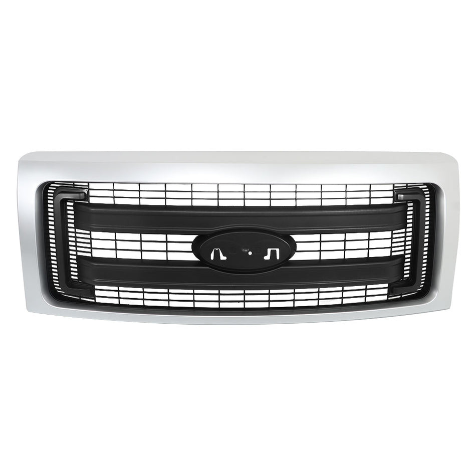Labwork Front Upper Bumper Grill For 2009-2014  Ford F-150 Silver&Black Grille