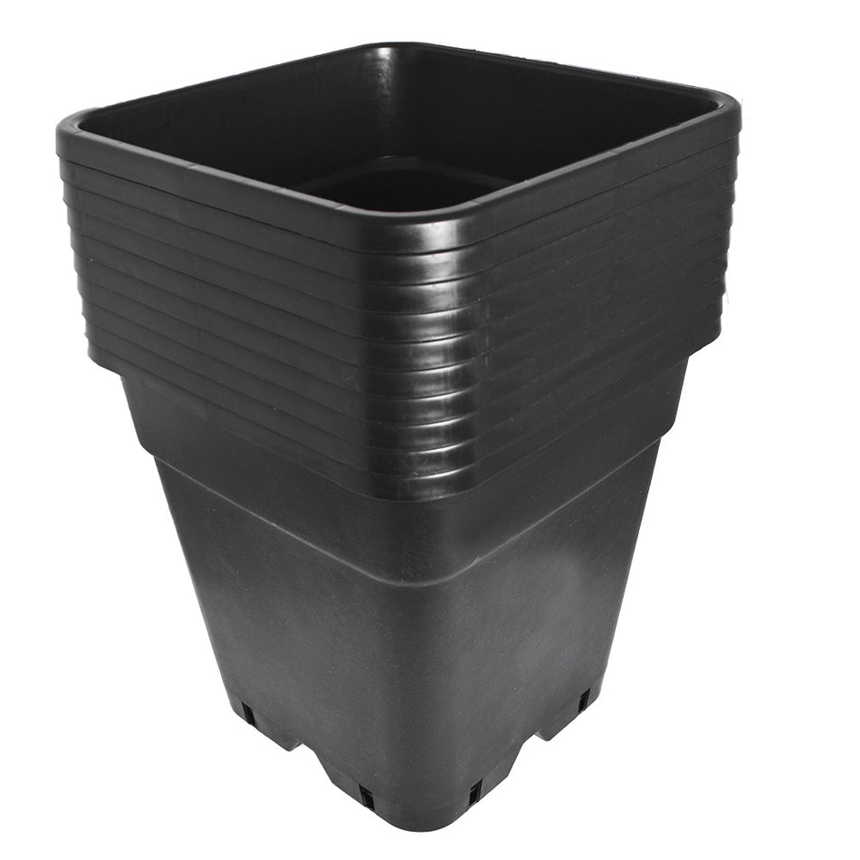 10 × 7 Gallon Square Nursery Pot Plastic Plant Flower Pots Re-Usable Black