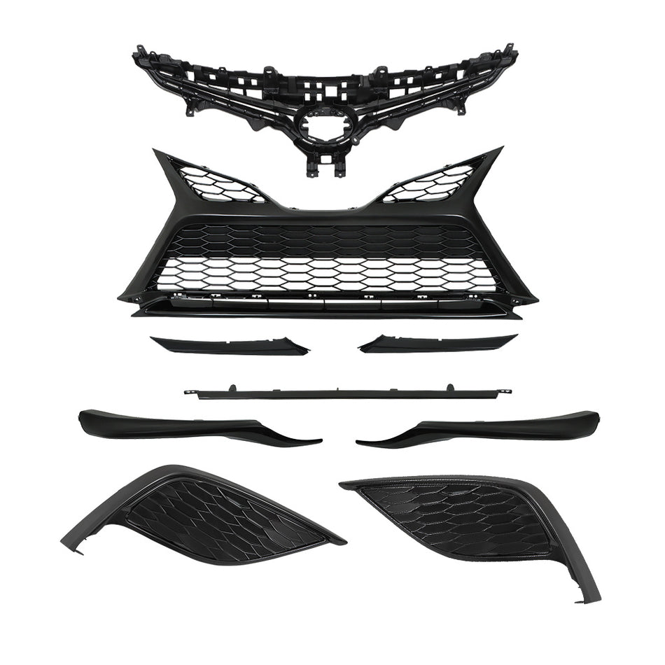 Labwork Front Grille Blk Trim Fog Light Bezel Set For Toyota Camry SE 21-23 9pcs