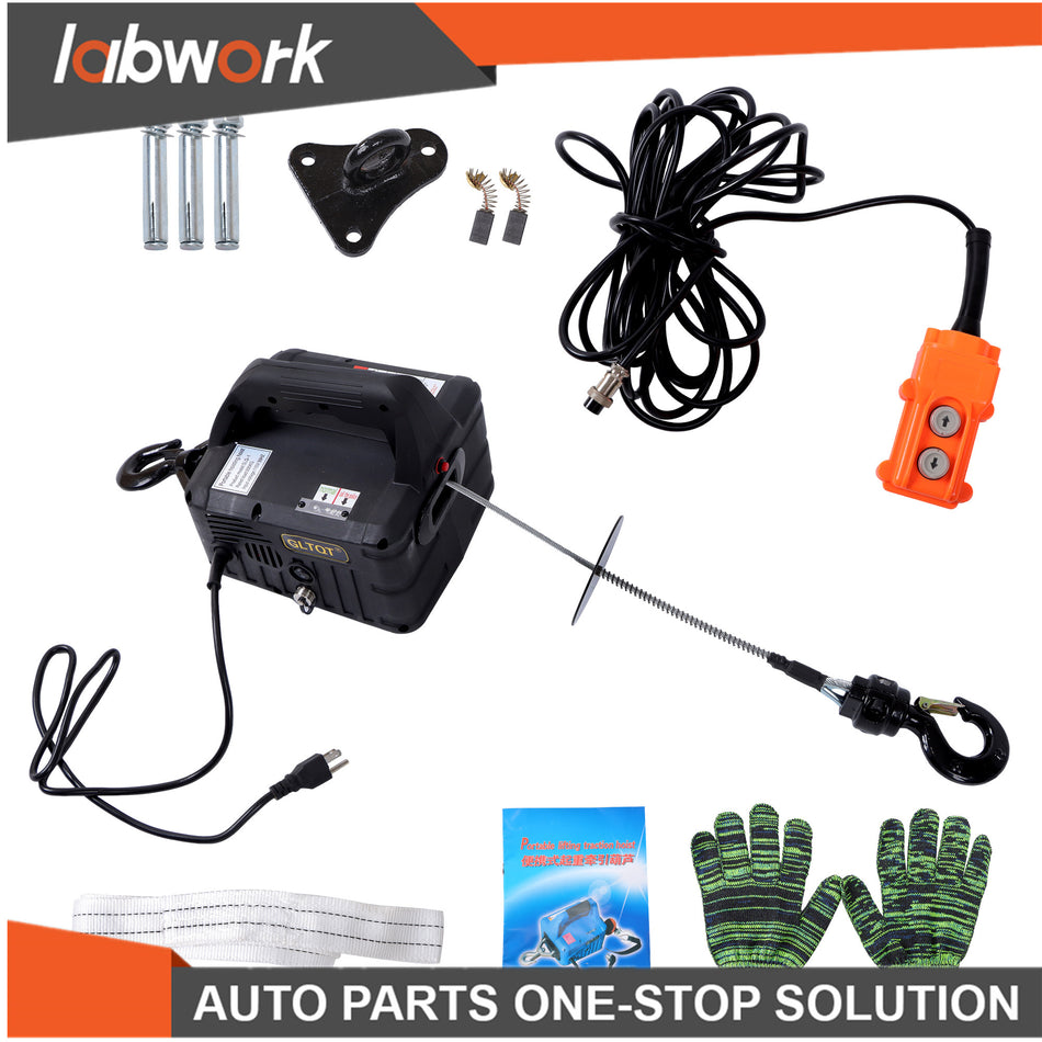 Labwork 2in1 Portable Electric Hoist Winch 1100lbs With Wired Remote Control