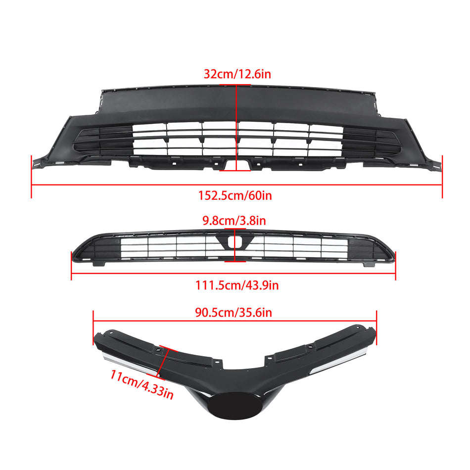 Labwork For RAV4 LE XLE 2016-2018 Upper Center Lower Grille&Fog Light&Cover Cap