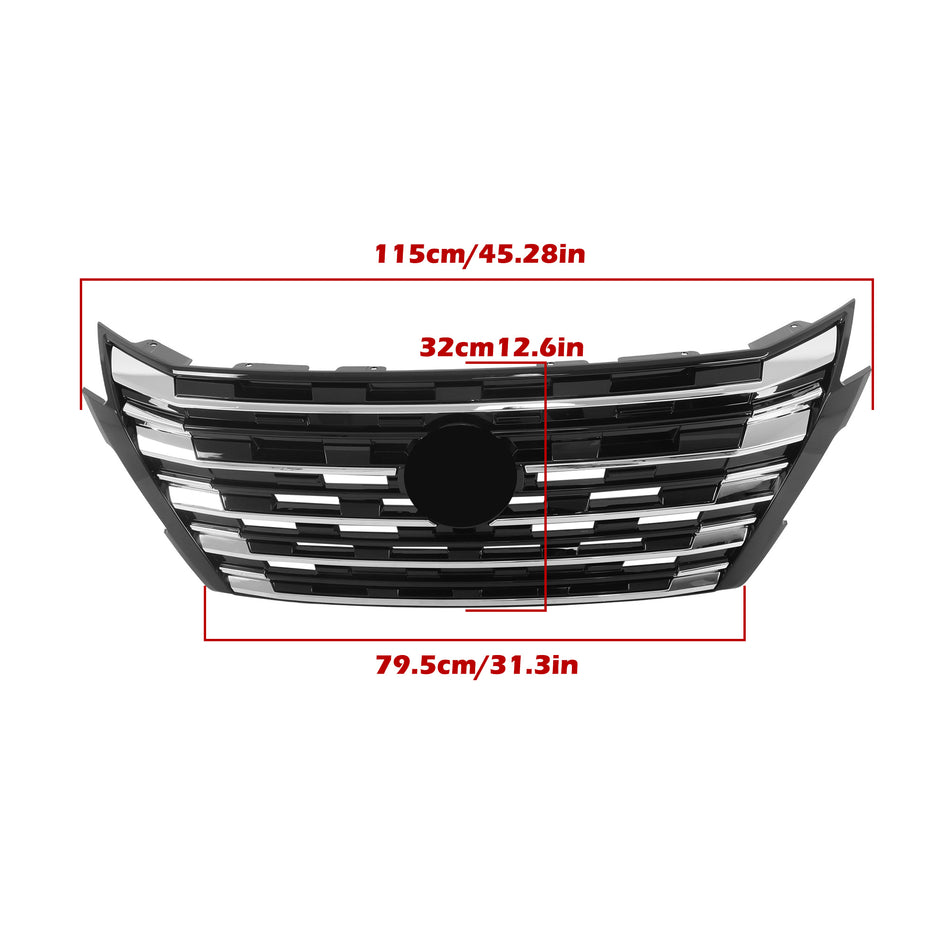 Labwork Front Grille Chrome & Black For 2024-2025 Nissan Rogue W/O Camera Hole
