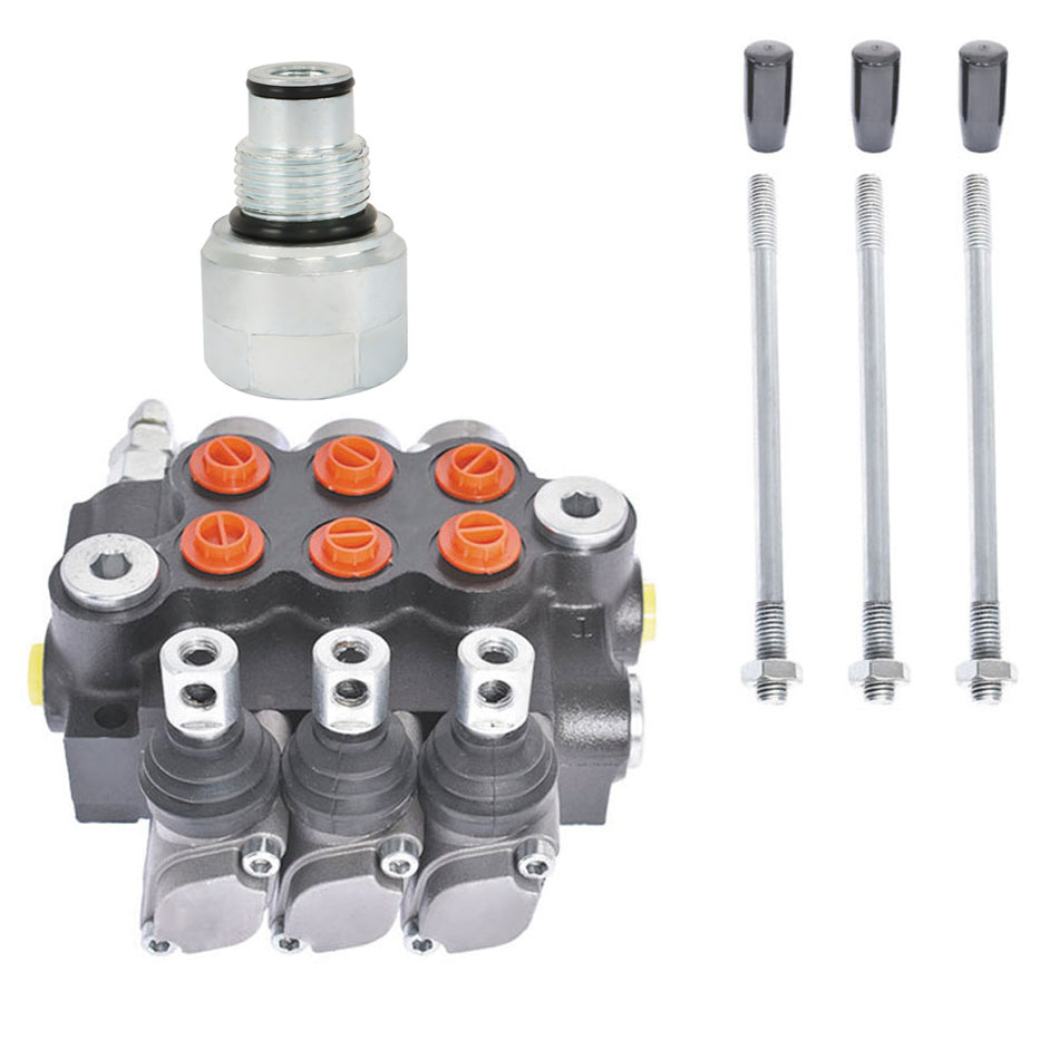 3 Spool Hydraulic Directional Control Valve Double 11GPM +Conversion Plug