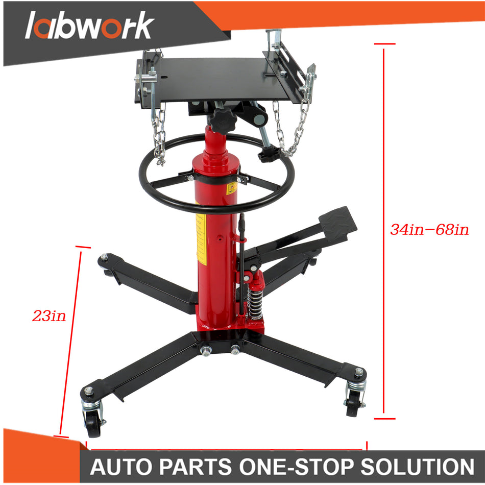 Labwork 1322-1660 LBS Transmission Jack 2 Stage Hydraulic w/ 360° Swivel Wheel