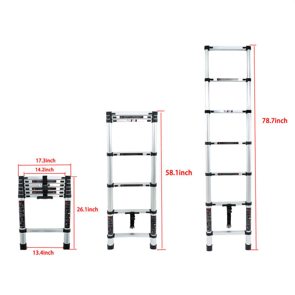 6.6 FT Extension Ladders Lightweight Collapsible Ladders Aluminum Telescoping