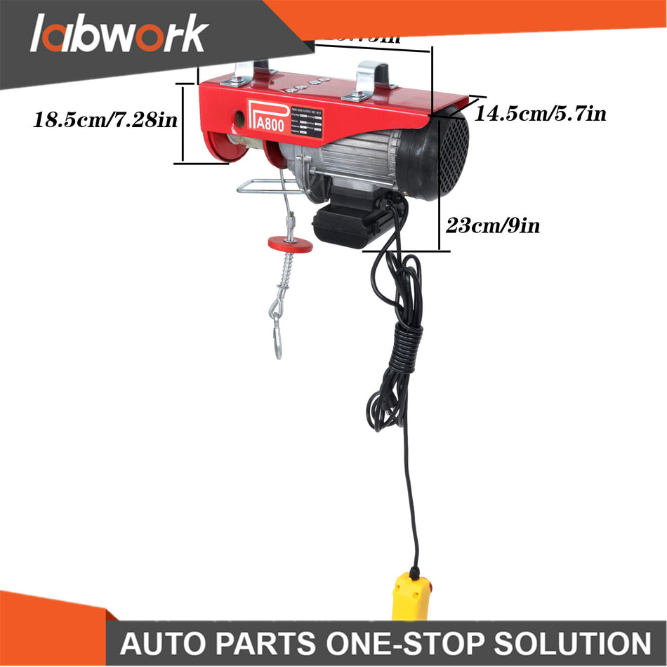 Labwork Mini Electric Hoist 1760lbs 14ft/4.2m Wired Remote Control 1350W 110V