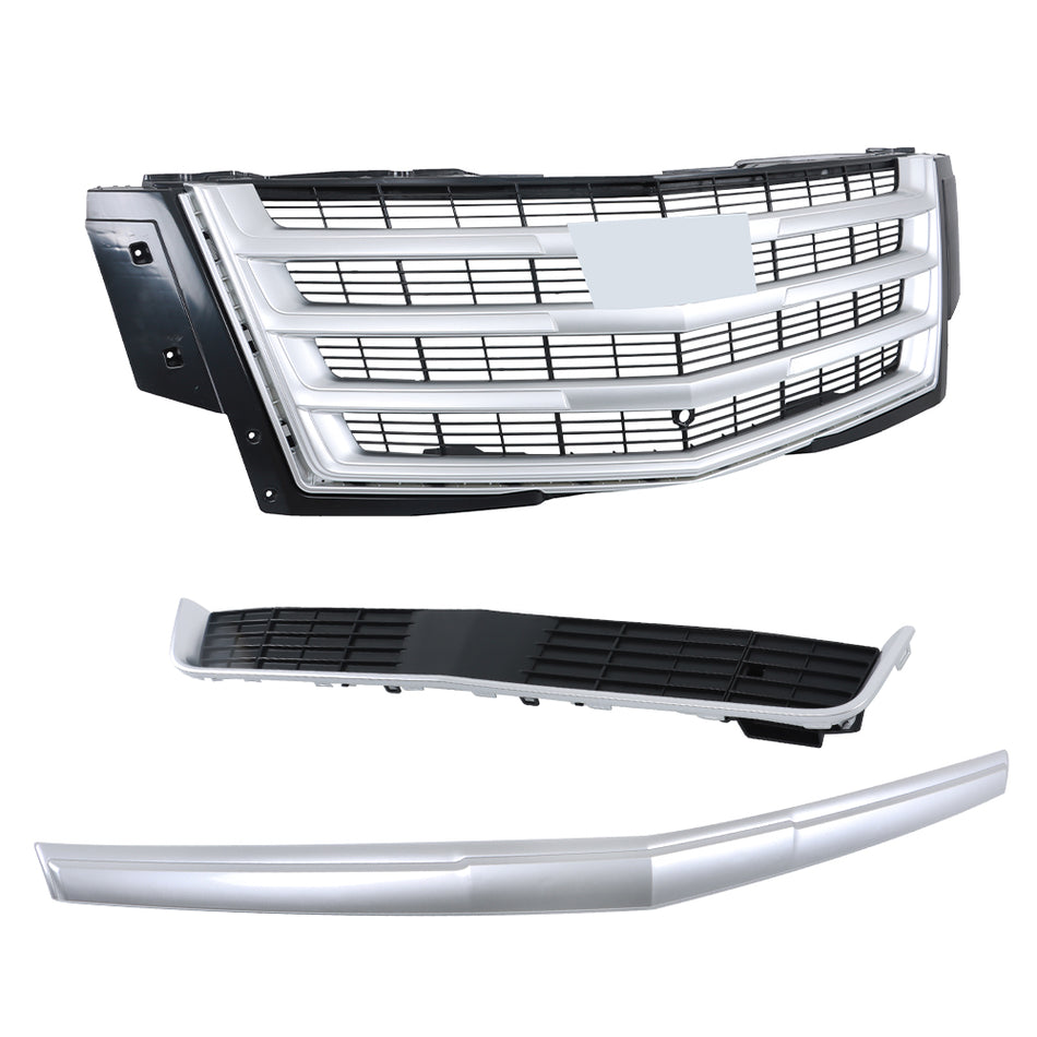 Labwork Front Bumper Grille With Hood Molding+Lower Face Bar For 15-20 Escalade