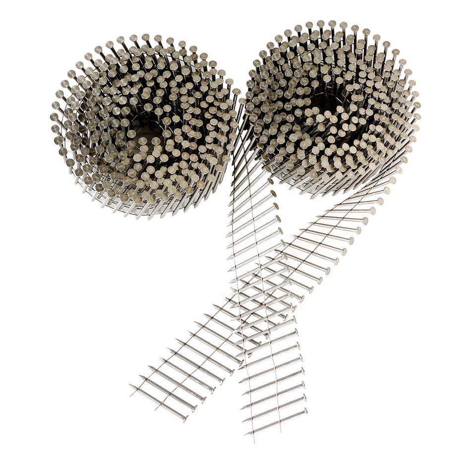 Stainless Steel Siding Nail 1-3/4" × 0.09" Ring Shank 15 Deg Wire Coil 1200 Pcs