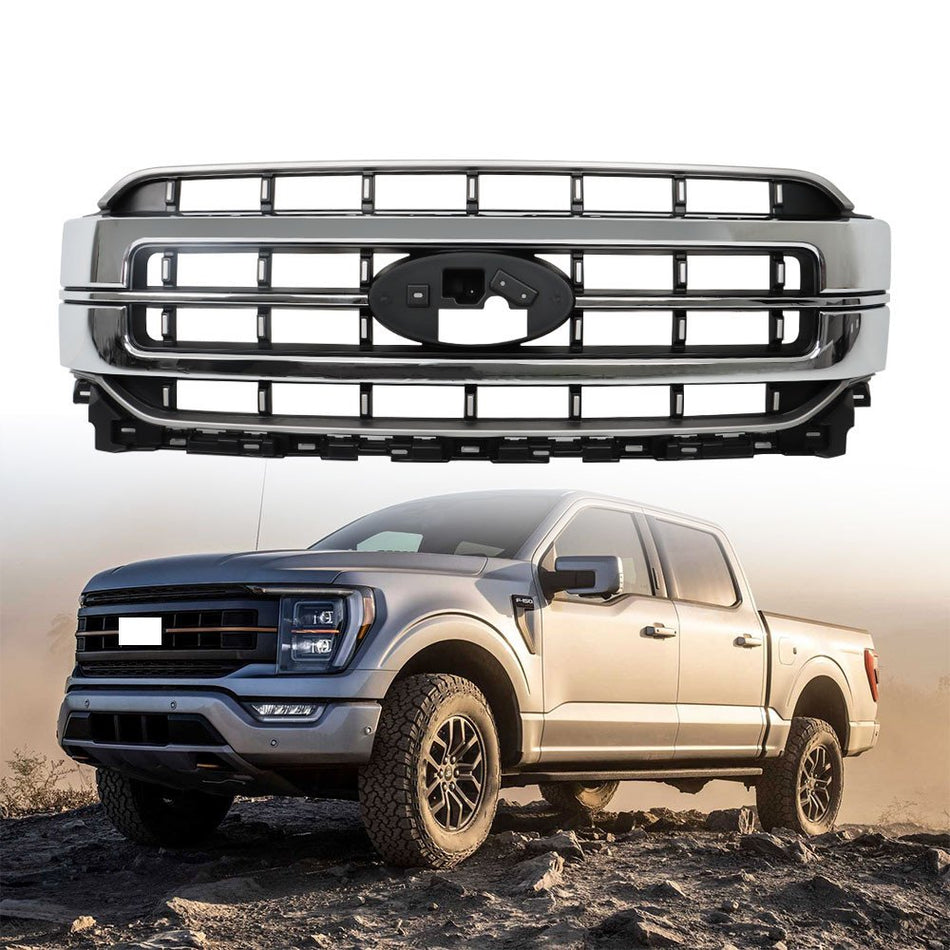 Labwork Front Bumper Upper Grille For Ford F150 2021-2023 Chrome ML3Z-8200-FA