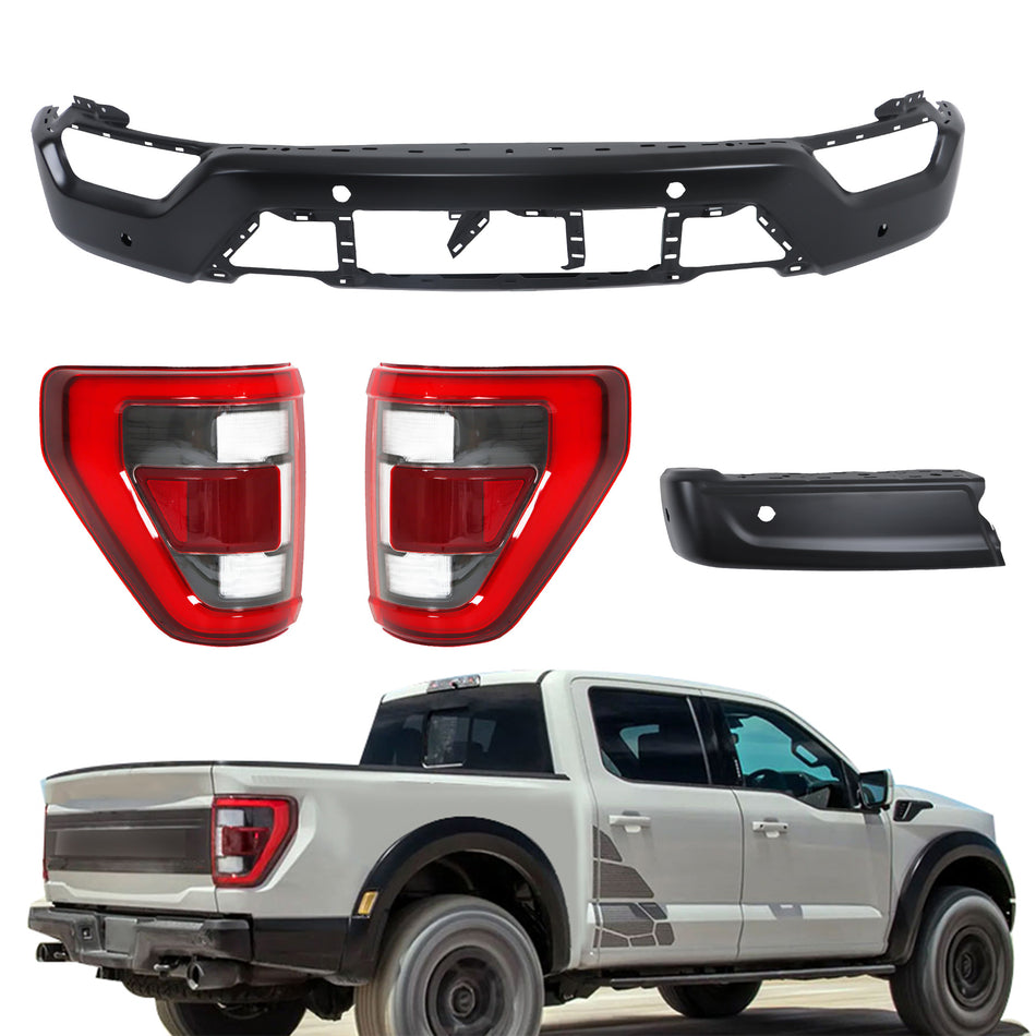 Labwork LH+RH Tail Lights&Front Bumper Face Bar&Bumper End For 21-23 Ford F-150