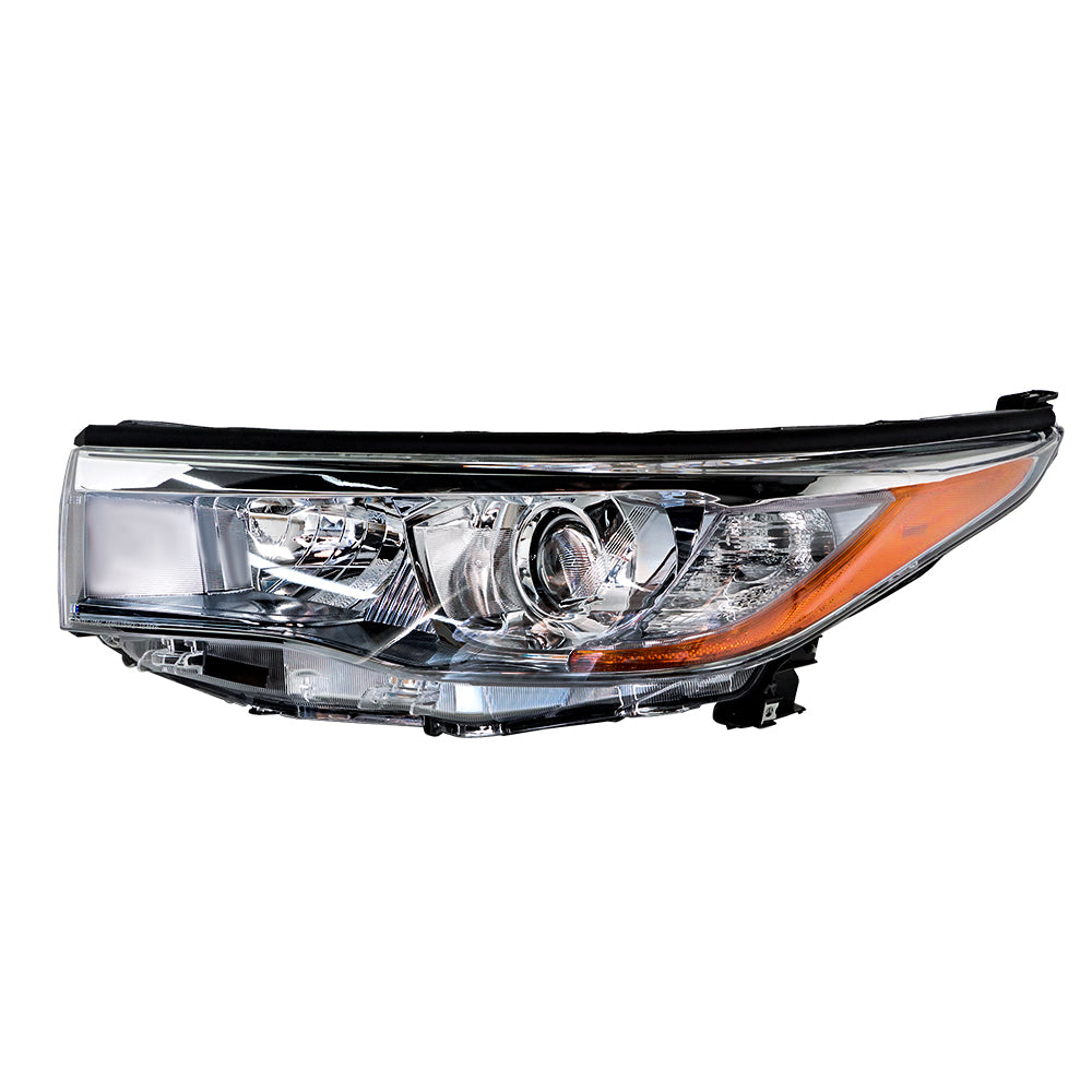 Driver & Passenger For 2014-2016 Toyota Highlander Headlight Halogen Chrome Clear