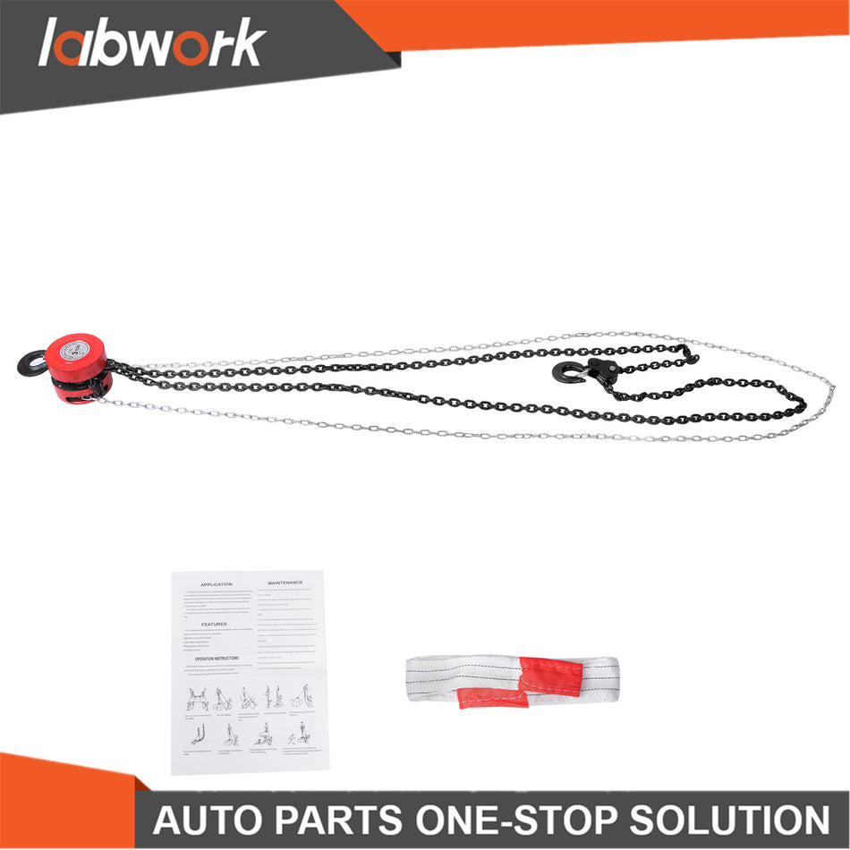Labwork 6600lbs 10ft Manual Steel Chain Hoist Puller Block W/ 360° Swivel Hooks