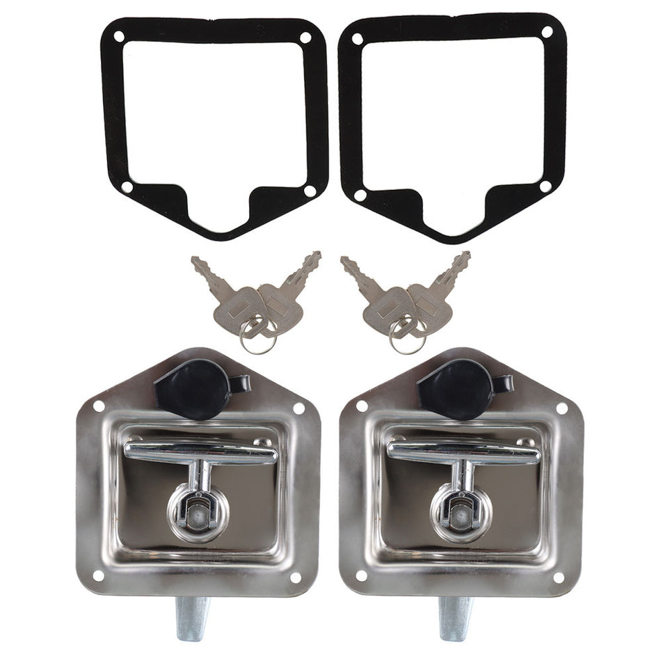 Labwork 6pcs Trailer Door Latch T-handle Locks Bent Up Handale Tool Box Key