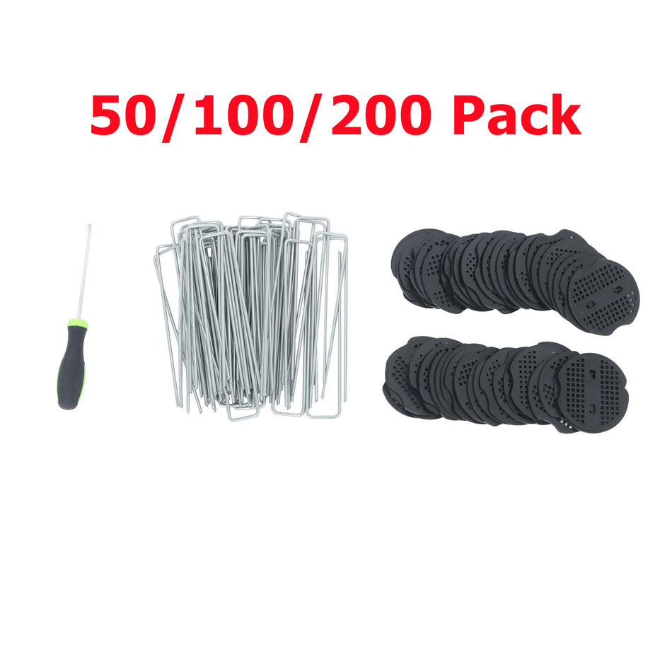 50/100/200 Pack Stainless Garden Stakes Landscape Staples Set With Mats & Hook