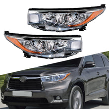 Load image into Gallery viewer, Driver &amp; Passenger For 2014-2016 Toyota Highlander Headlight Halogen Chrome Clear
