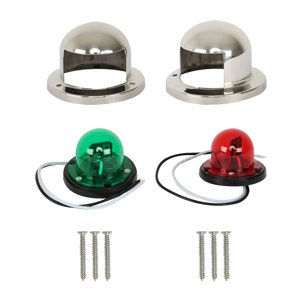 Pair Red & Green 8LED Navigation Lights Marine Bow Light Lamp for Boat Pontoon