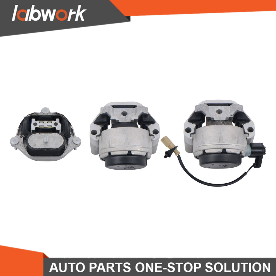 Labwork Front L & R Engine & Trans Mount Set 3PCS for  2012-2018 Audi A6 2.0L