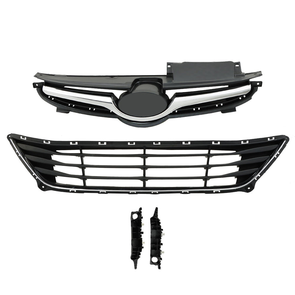 Labwork Upper Lower Grille W/Bumper Brackets Set For Hyundai Elantra 2014-2016