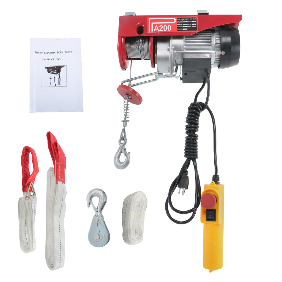PA200 Electric Hoist 440lbs w/ Remote, 110V 510W, 40ft Lift, 2 Speeds, Emergency