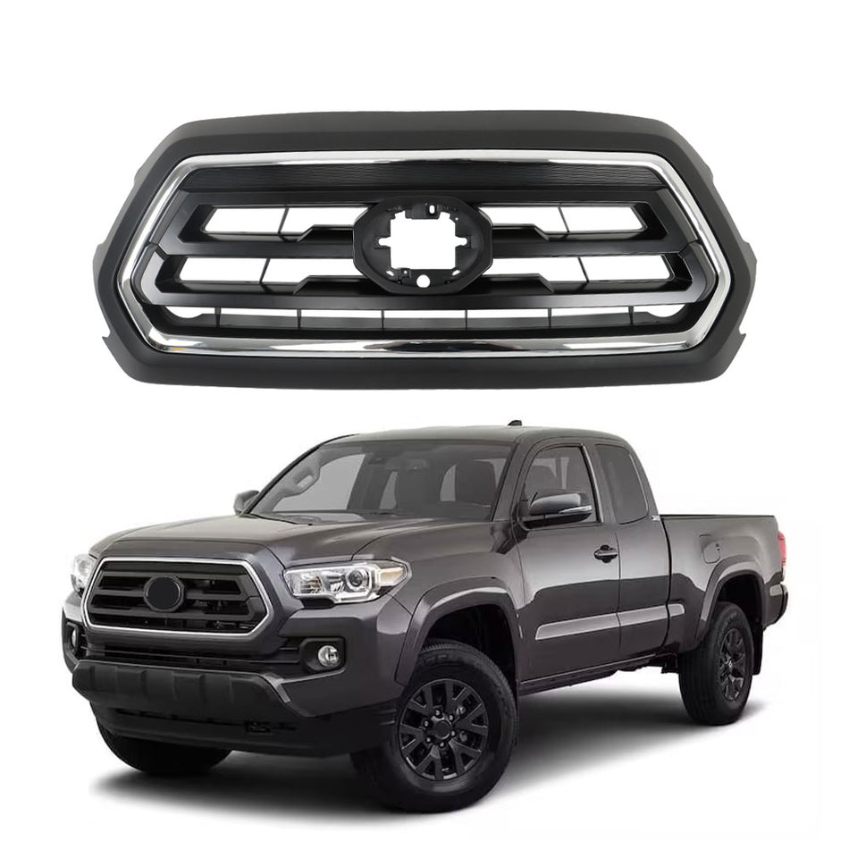 Labwork Front Upper Grille Black & Chrome For 2018-2022 Toyota Tacoma Plastic