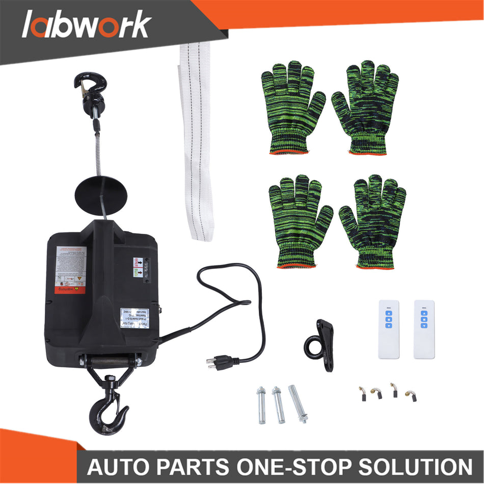 Labwork 2in1 Portable Electric Hoist Winch 1100lbs With Wireless Remote Control