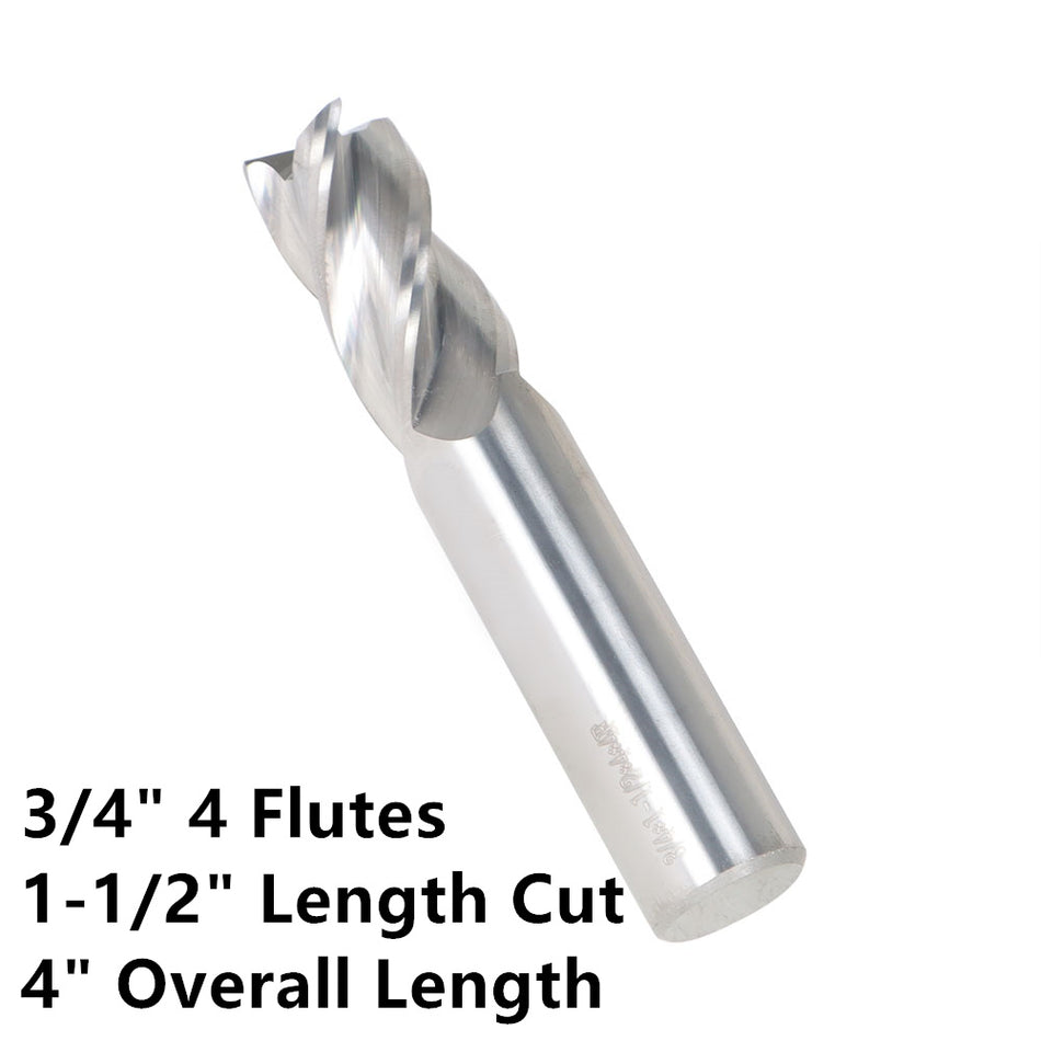 3/4" 4 Flute Carbide End Mill 1-1/2" Length Cut 4" Overall Length US